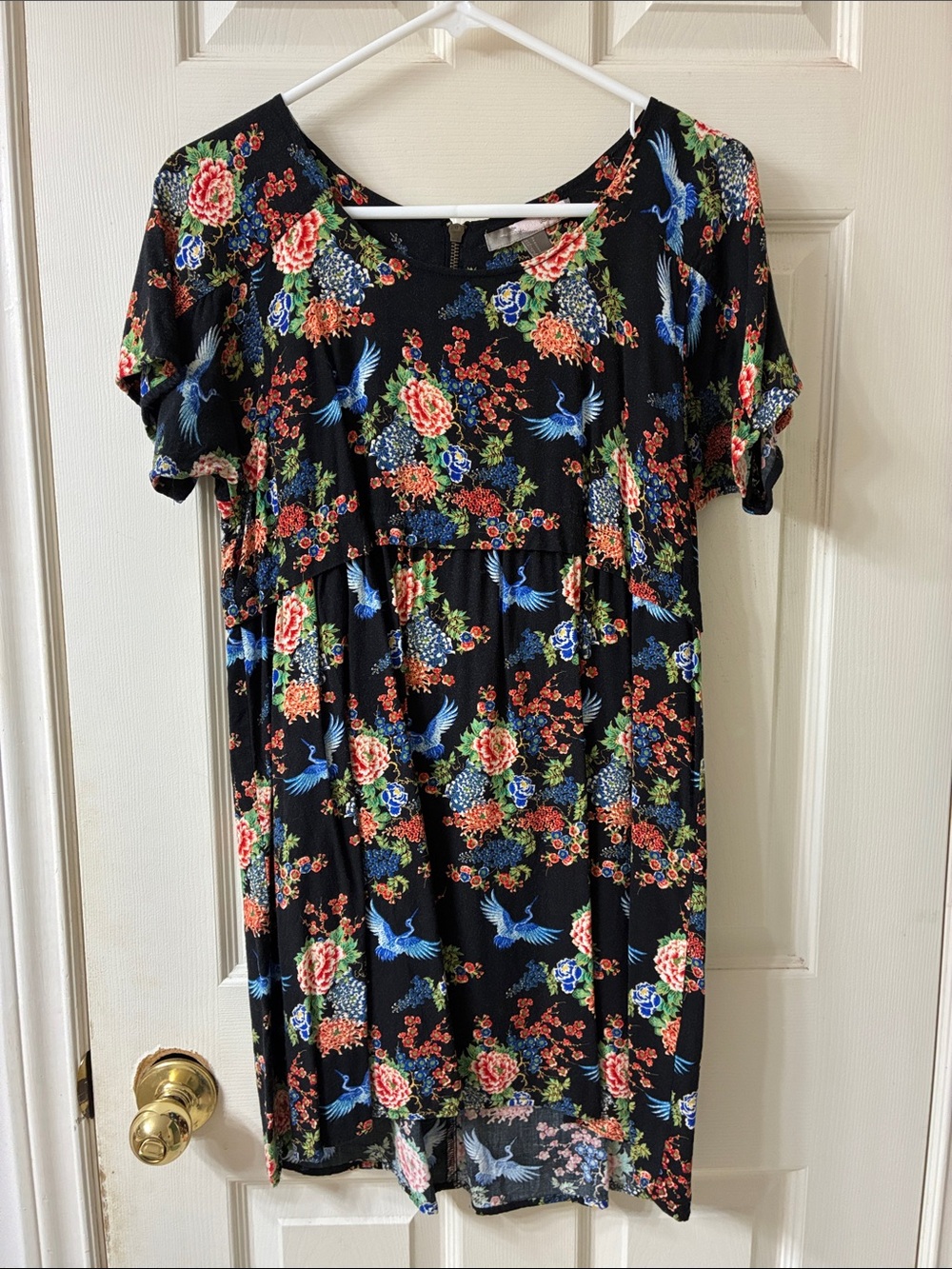 🌷3 for $25🌷Love 21, US S, Black & Orange Floral & Bird Print Smock Dress